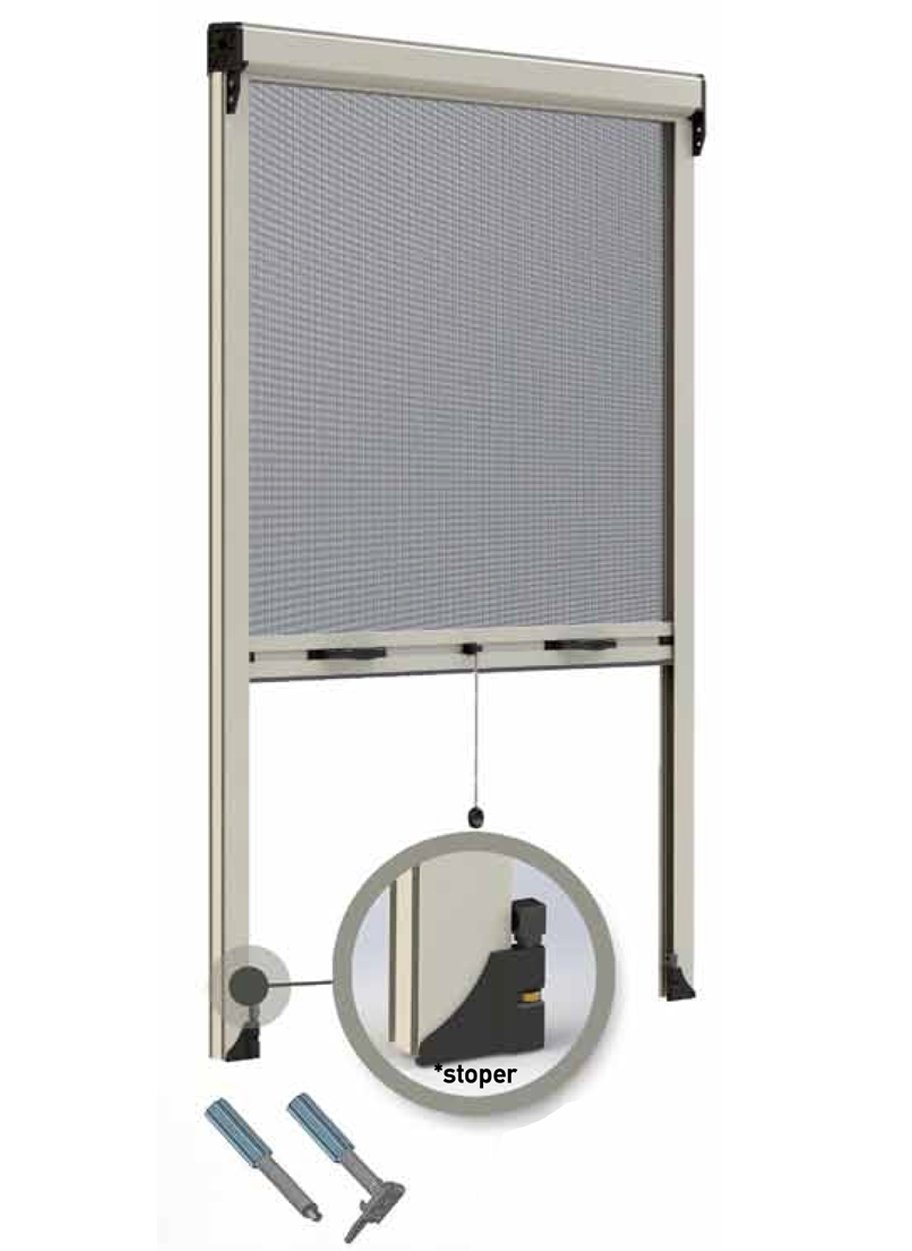 VERTICAL INSECT SCREENS WITH STOPPER